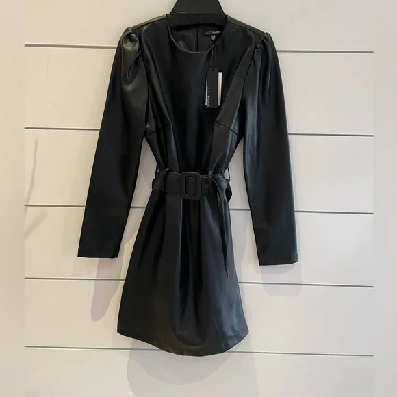 lucy paris faux leather dress Eiza Faux Leather Dress – Straight Line Boutique main image 0